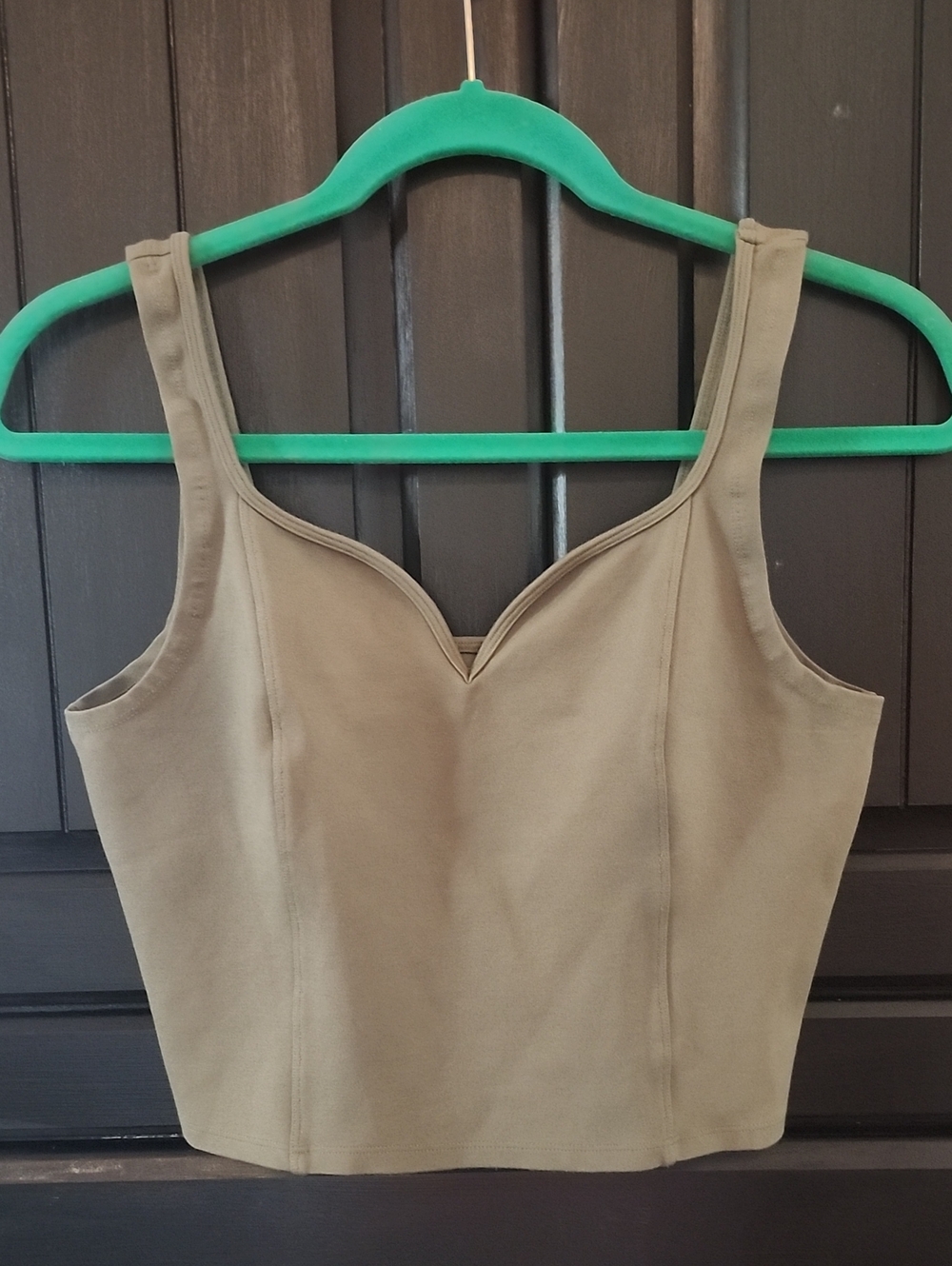 New Abercrombie Fitch Soft AF Olive Green Sweetheart Neck Crop Tank Top Size M